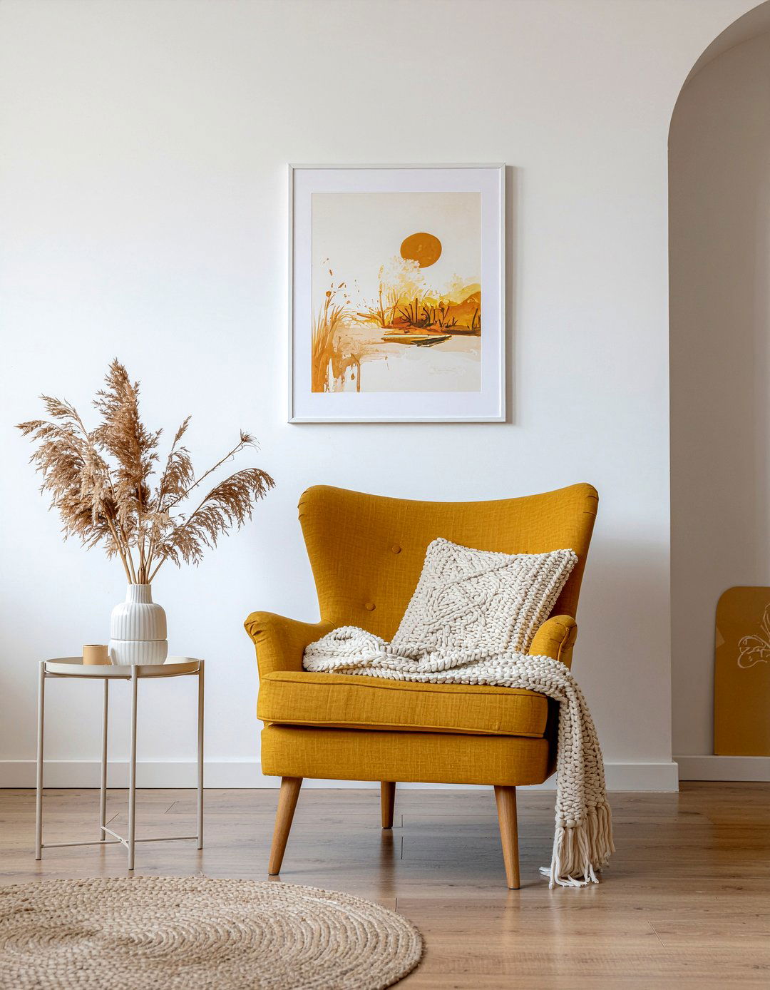 Mustard yellow armchair - 30 mustard living room ideas