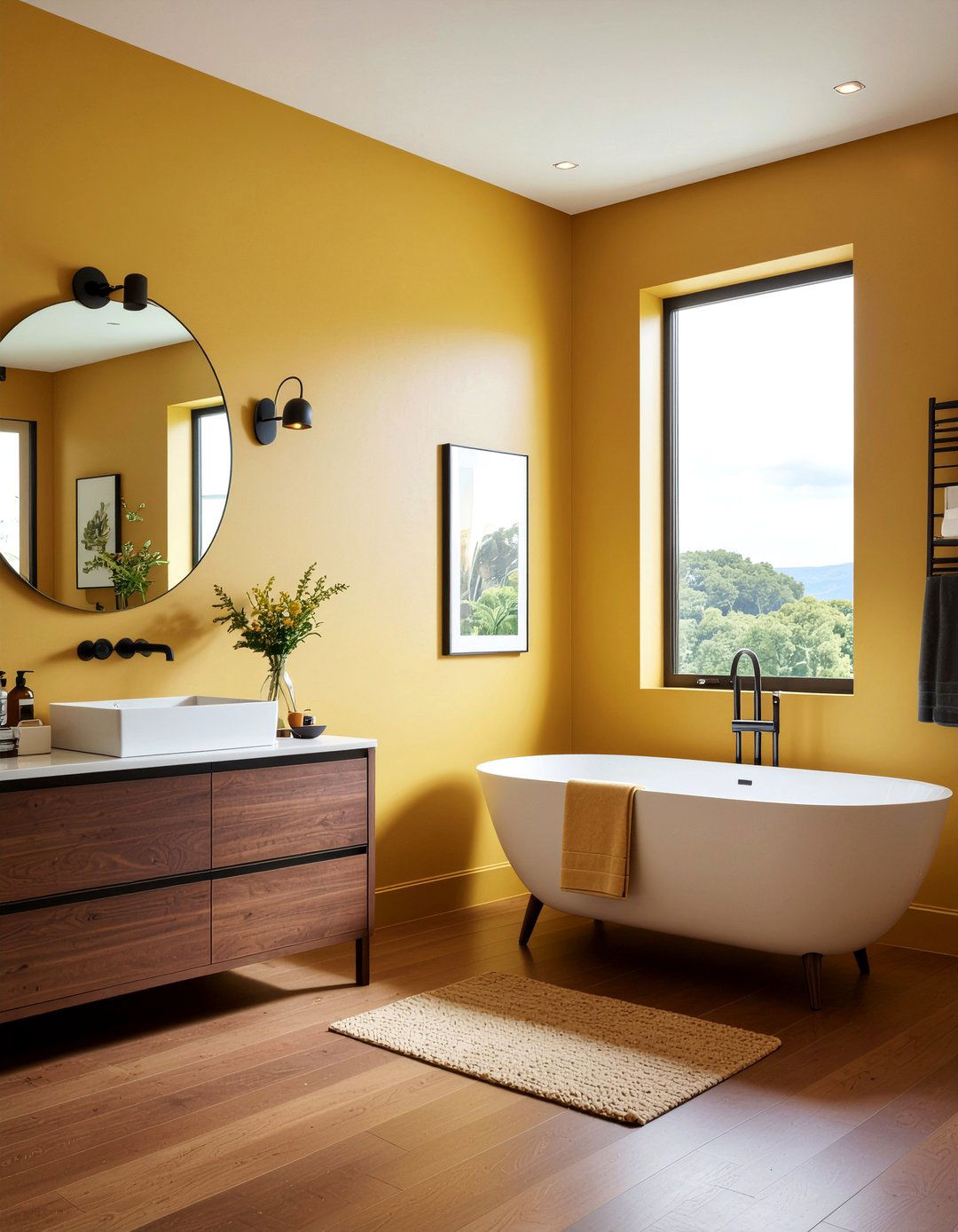 Mustard yellow bathroom - 30 small bathroom color ideas