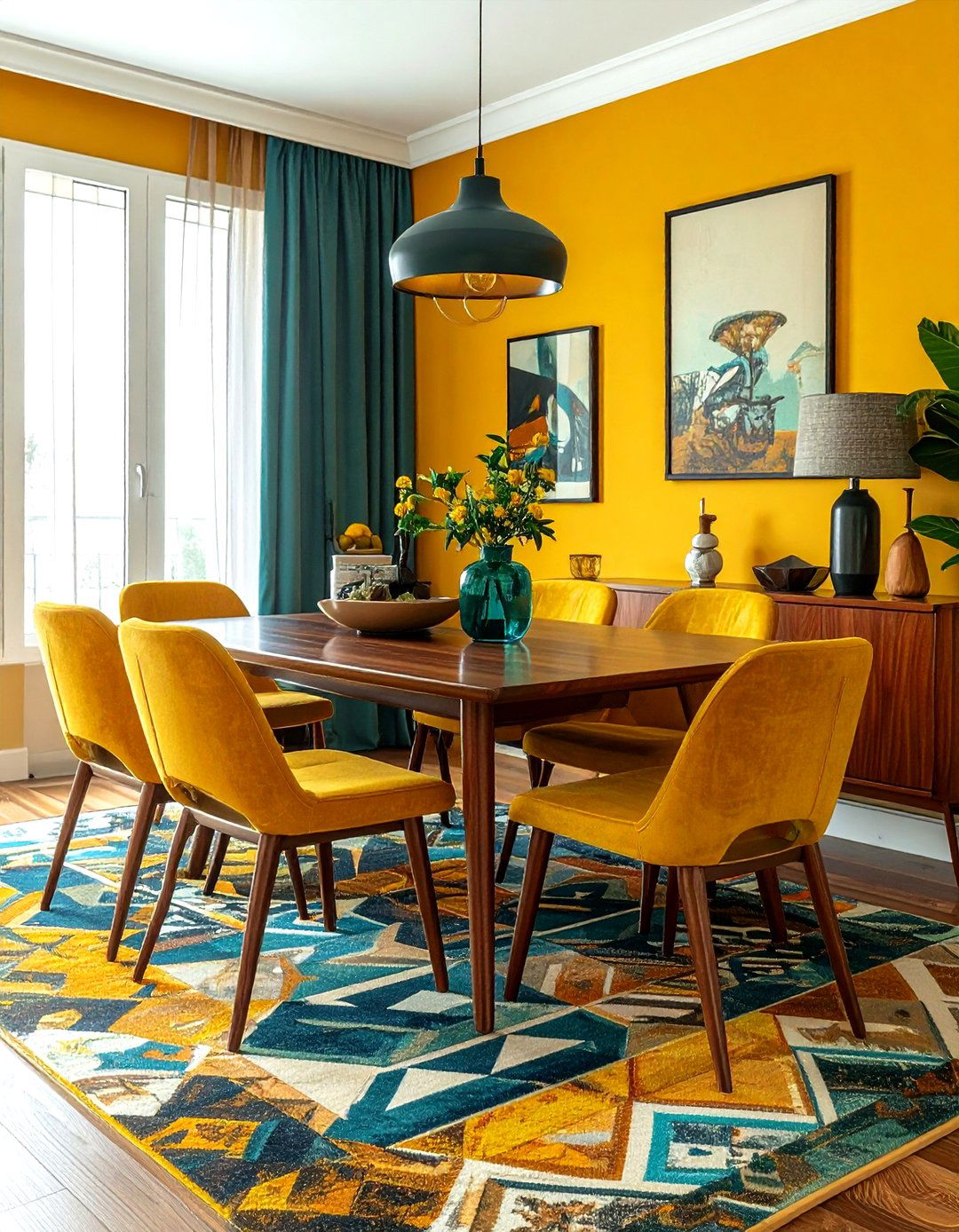 Mustard yellow dining room - 30 dining room accent color ideas