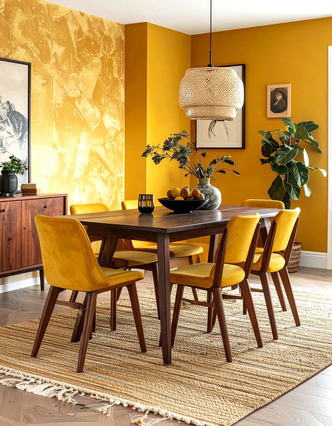 Mustard yellow dining room - 30 dining room paint ideas