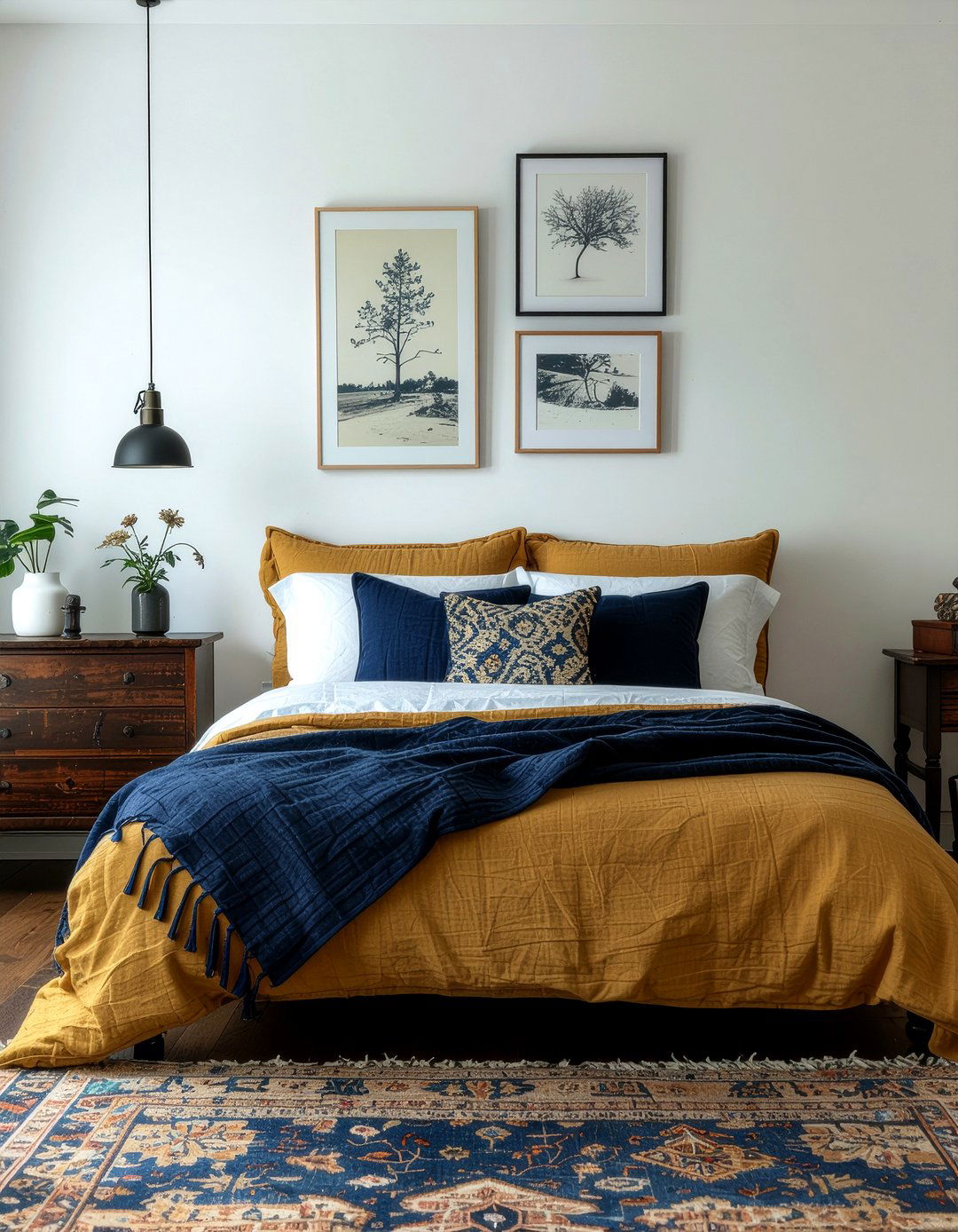 Mustard yellow fabric bed - 30 upholstered bed ideas