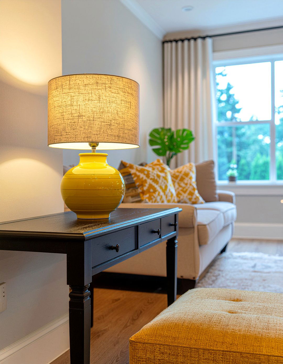 Mustard yellow lamp - 30 mustard living room ideas