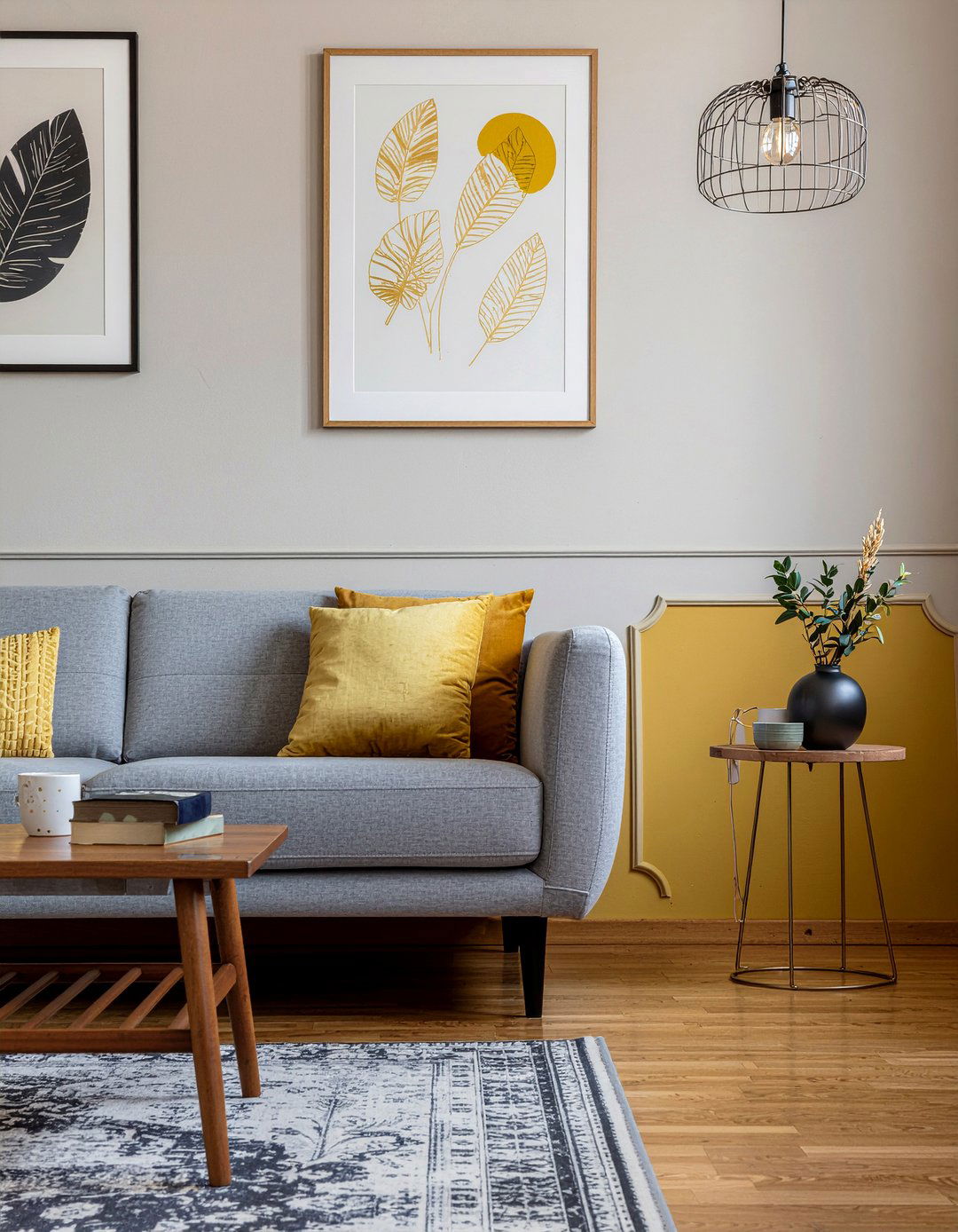 Mustard yellow pattern wallpaper - 30 living room bold wallpapers