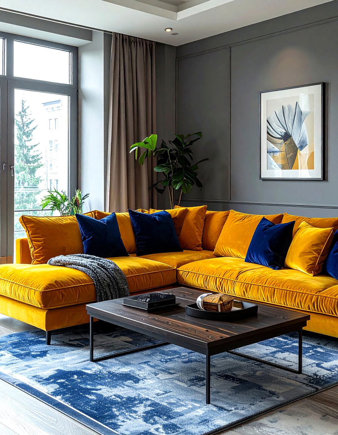 Mustard yellow sofa living room - 30 yellow living room ideas