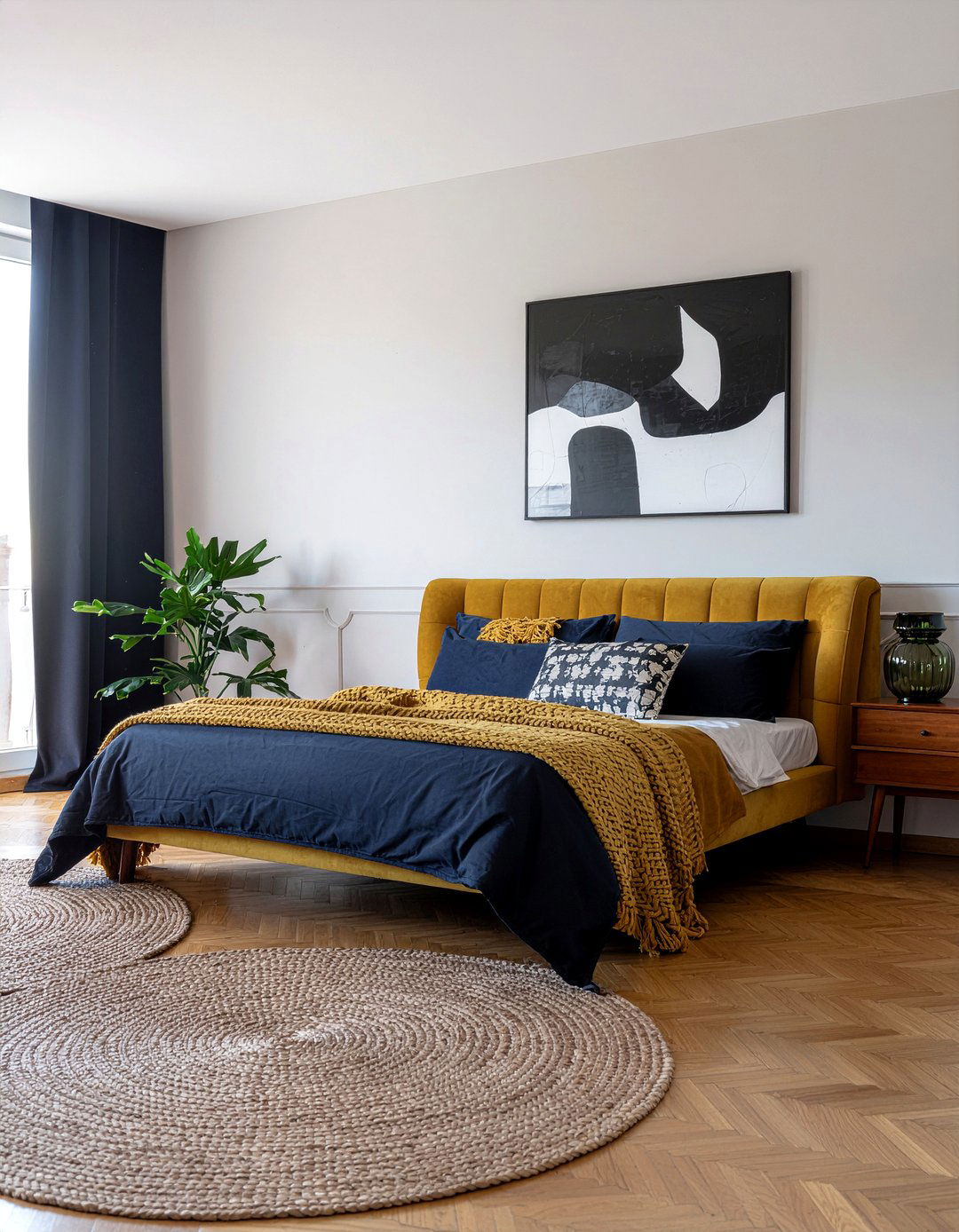 Mustard yellow velvet bedding - 30 bedroom velvet bedding ideas