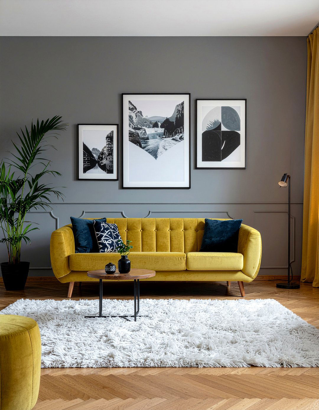 Mustard yellow velvet sofa - 30 velvet sofa living room ideas