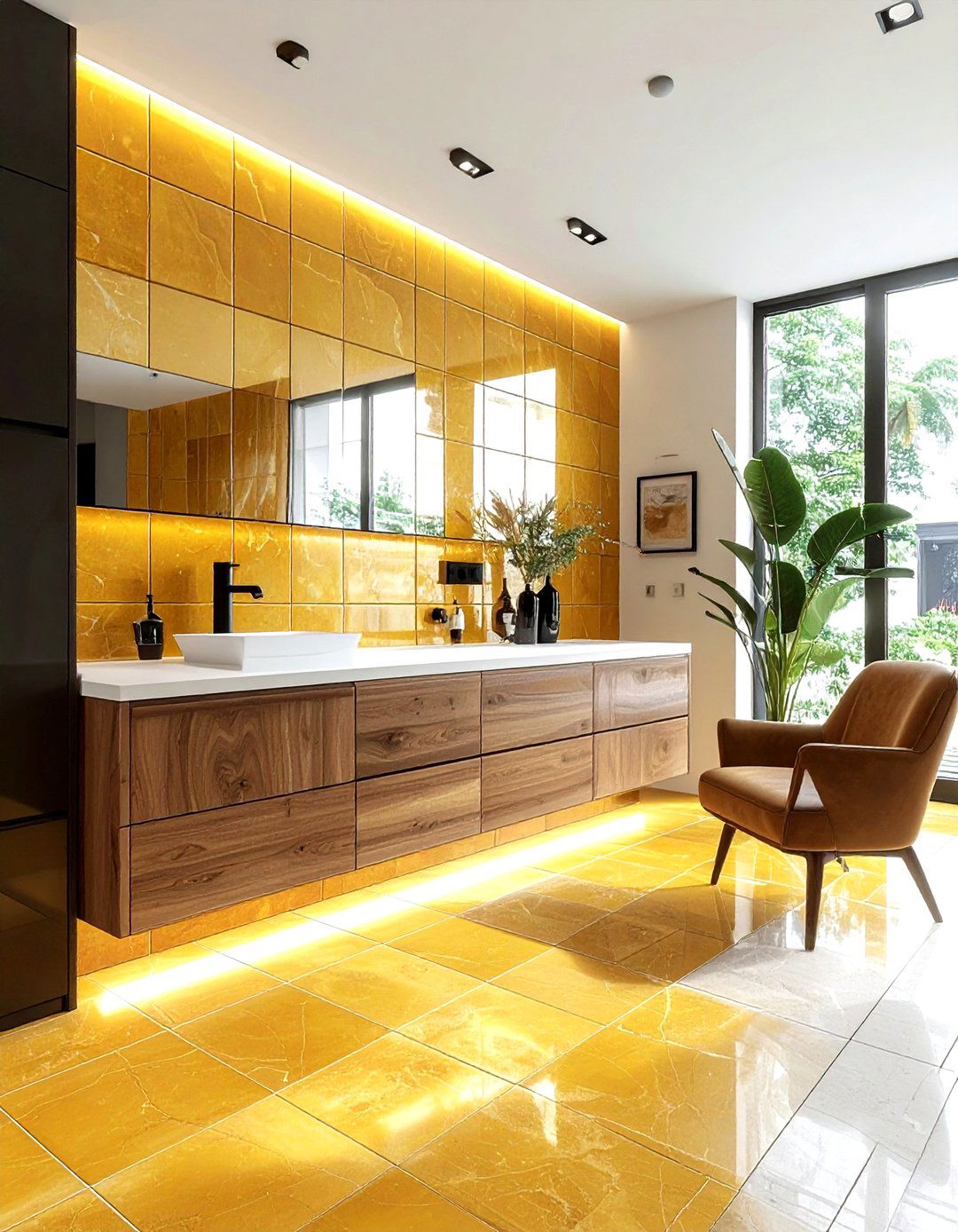 Mustard yellow zellige tile - 30 zellige tile bathroom ideas