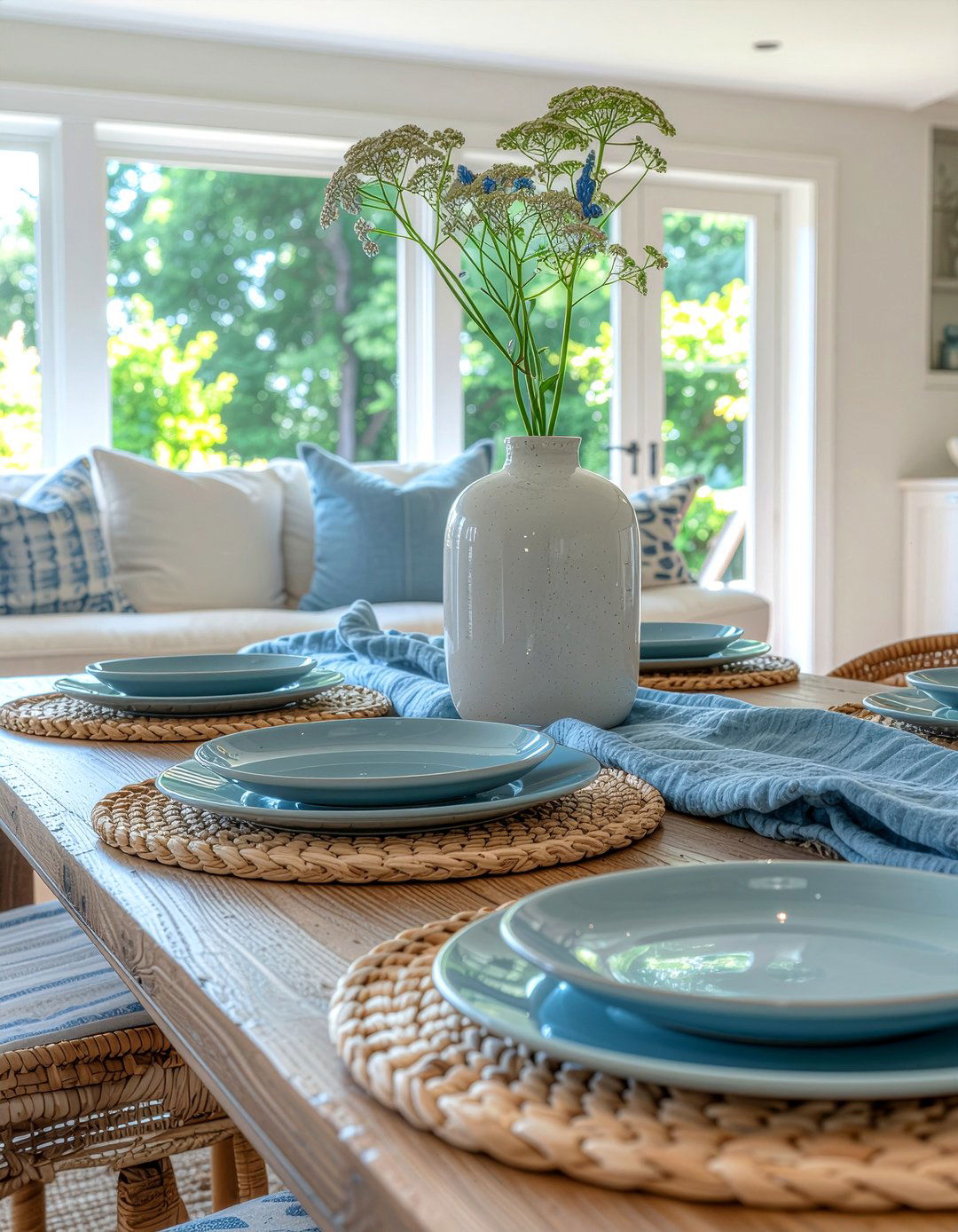 Muted Blue Accents - 30 French country dining room ideas