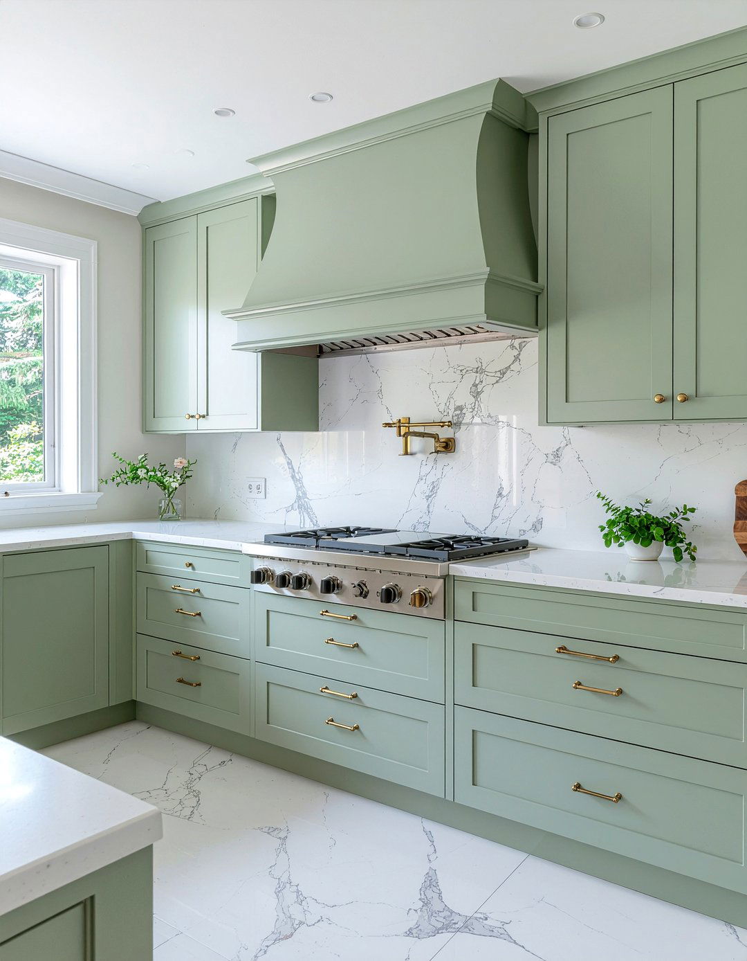 Muted Sage Green Cabinets - 30 inviting kitchen ideas