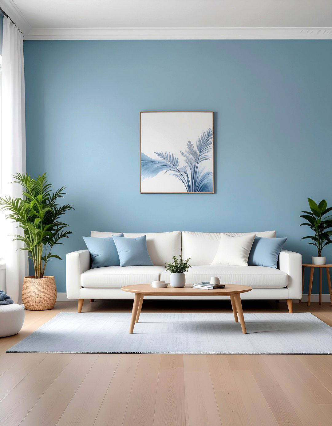 Muted blue wall - 30 Swedish living room ideas