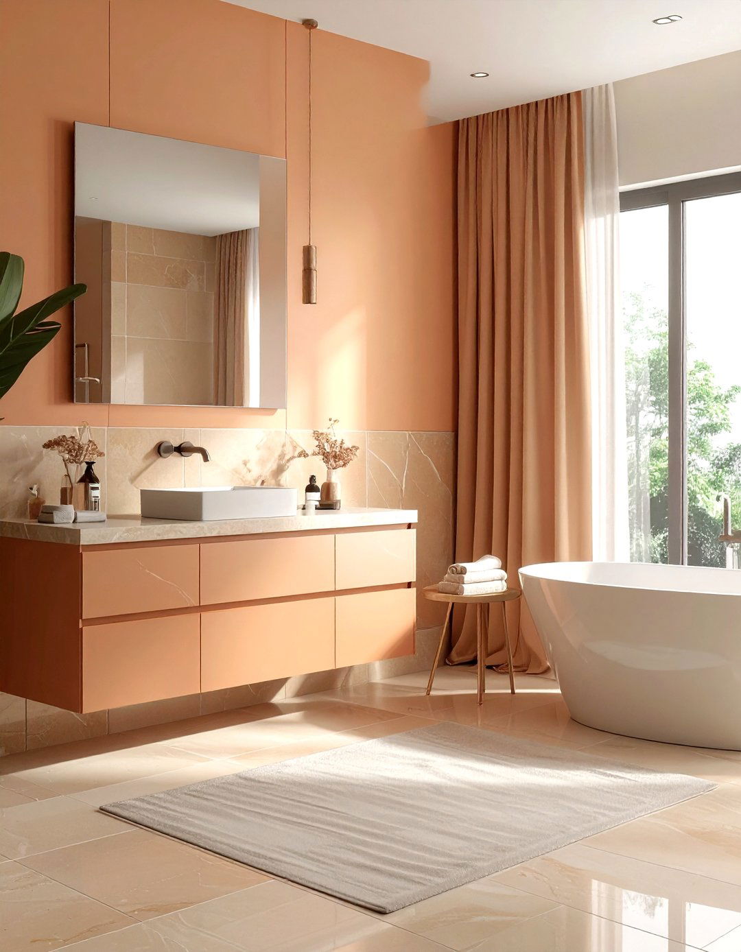 Muted orange bathroom aesthetic - 30 orange bathroom decor ideas