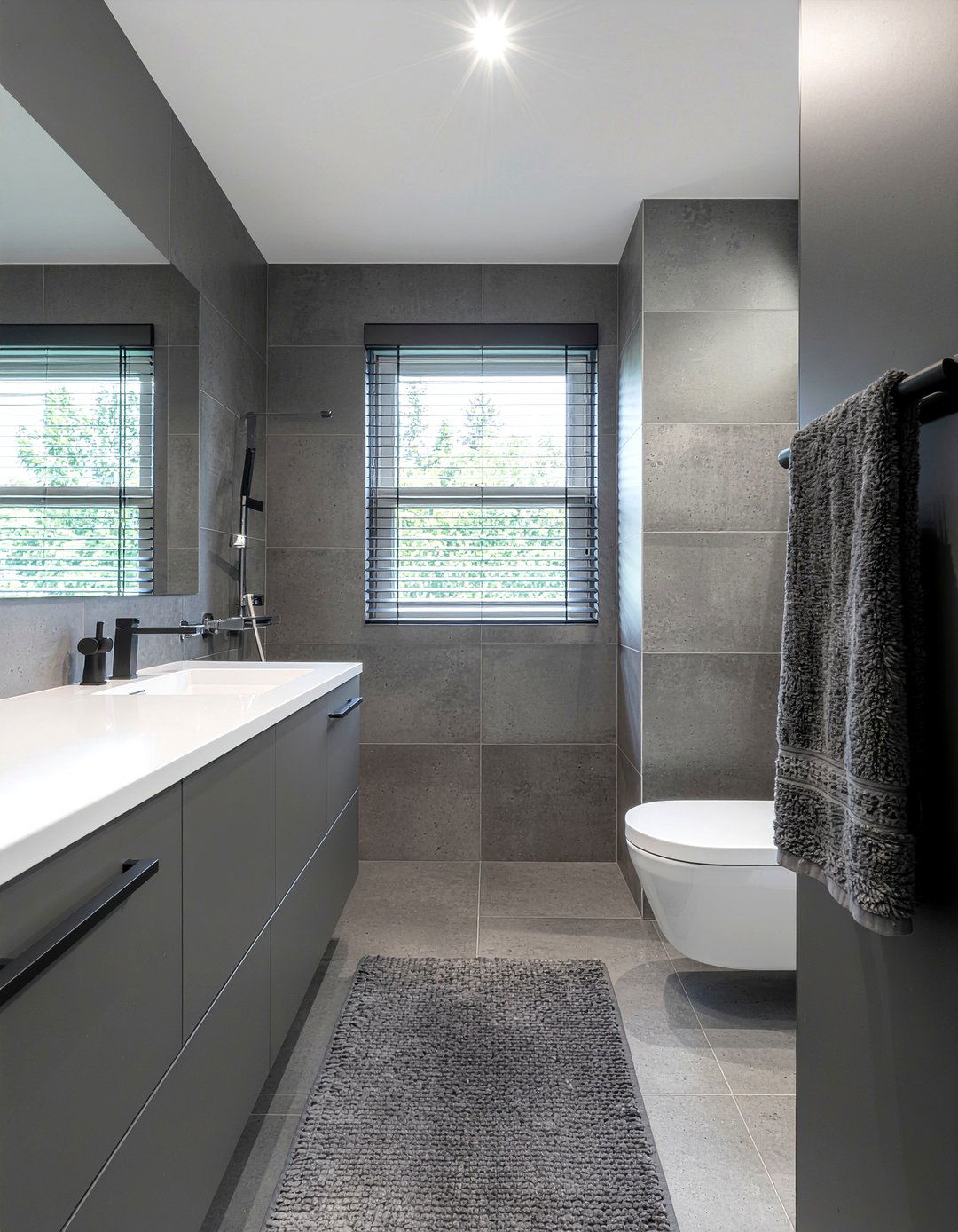 Narrow Bathroom Monochromatic Style - 30 long narrow bathroom layout ideas