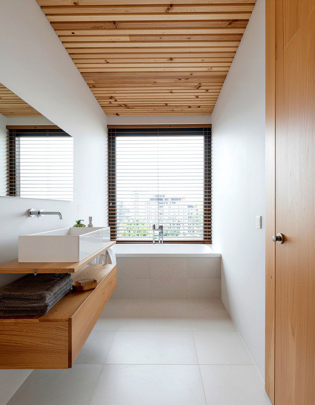 Narrow Bathroom Wood Elements - 30 long narrow bathroom layout ideas