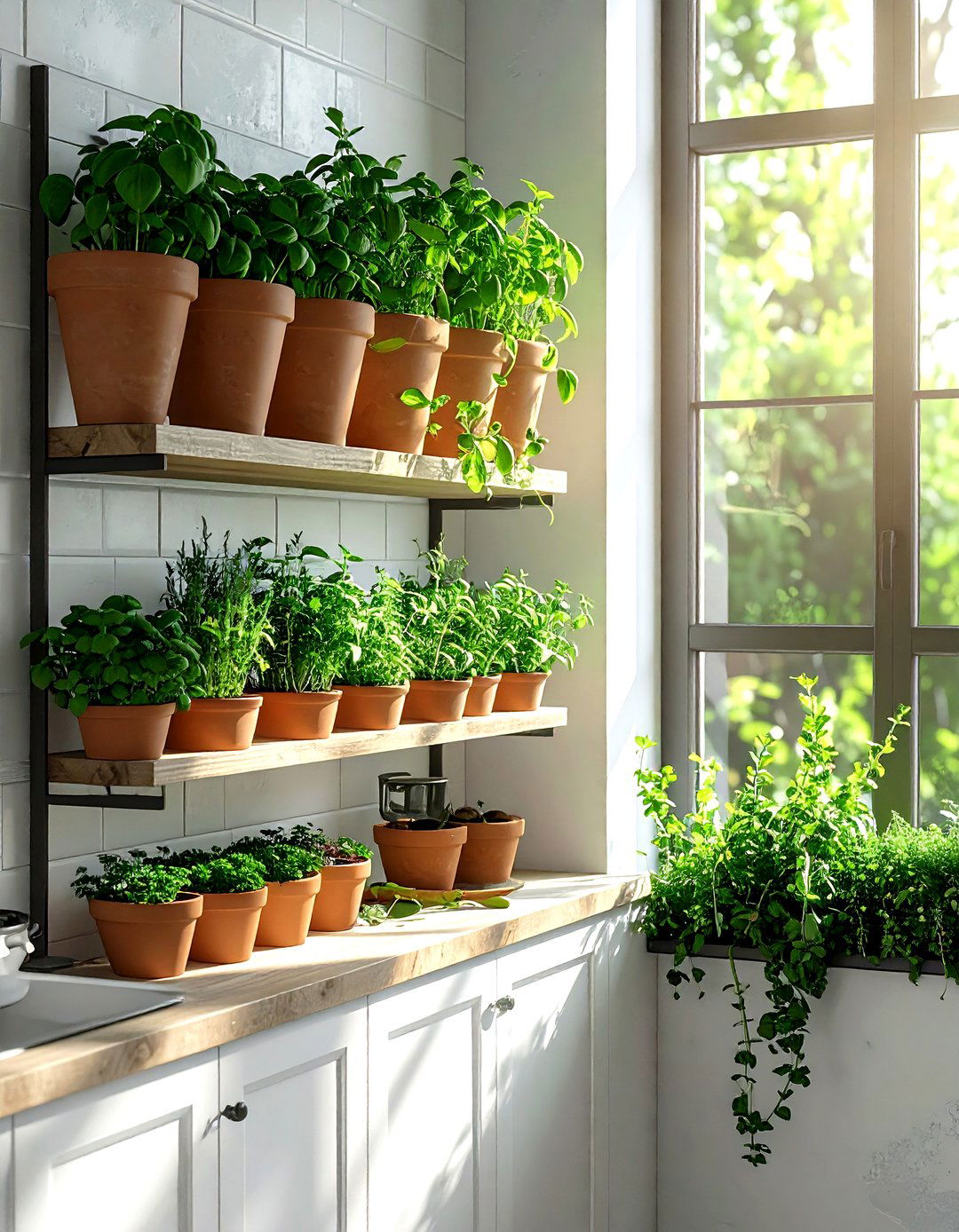 Narrow Kitchen Herb Garden - 30 narrow kitchen ideas