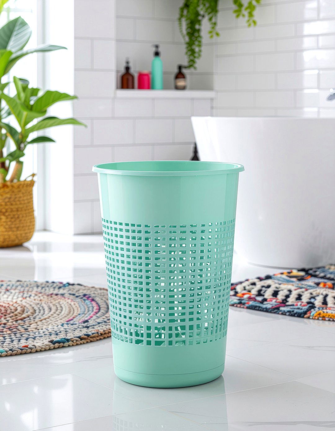 Narrow Plastic Waste Basket - 30 bathroom trash can ideas