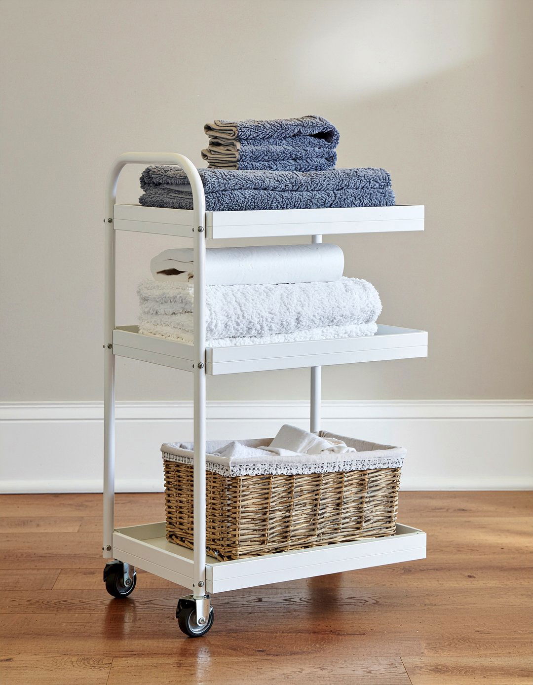 Narrow Rolling Cart - 30 bathroom cabinet organizer ideas