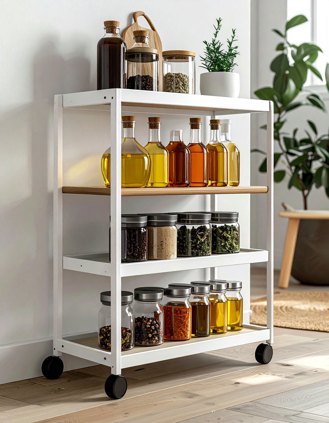 Narrow Rolling Storage Rack - 30 space-saving kitchen ideas