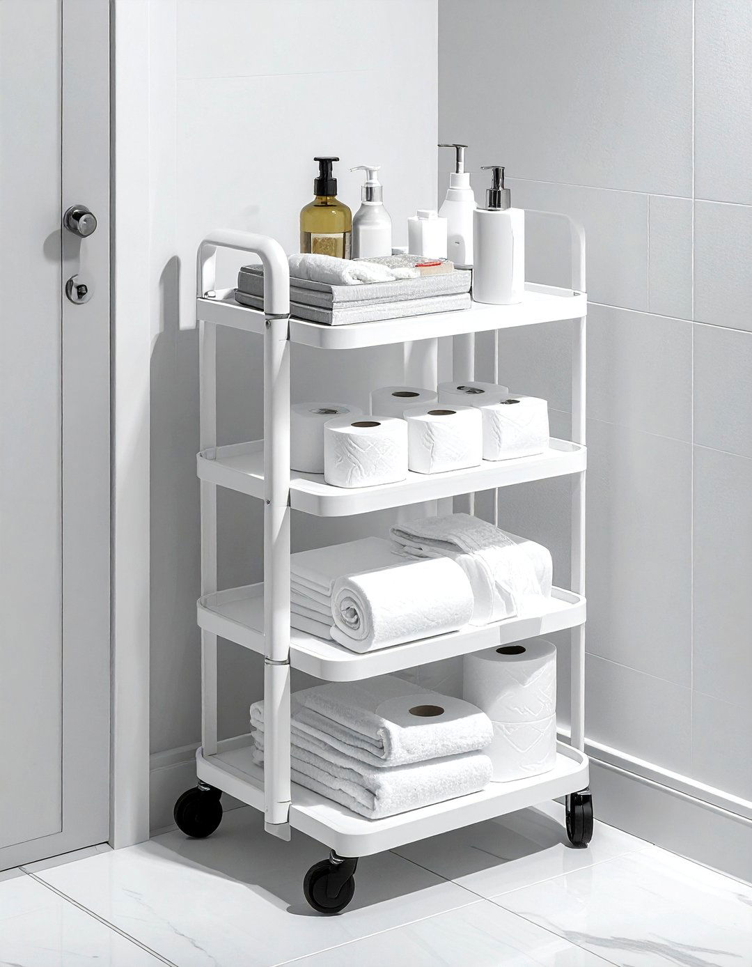 Narrow Slide Out Cart - 30 bathroom cabinet storage ideas