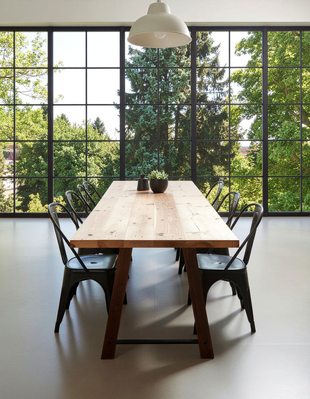 Narrow Trestle Dining Table - 30 dining room space saving ideas