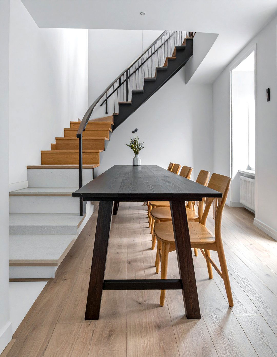 Narrow Trestle Table - 30 under stairs dining ideas