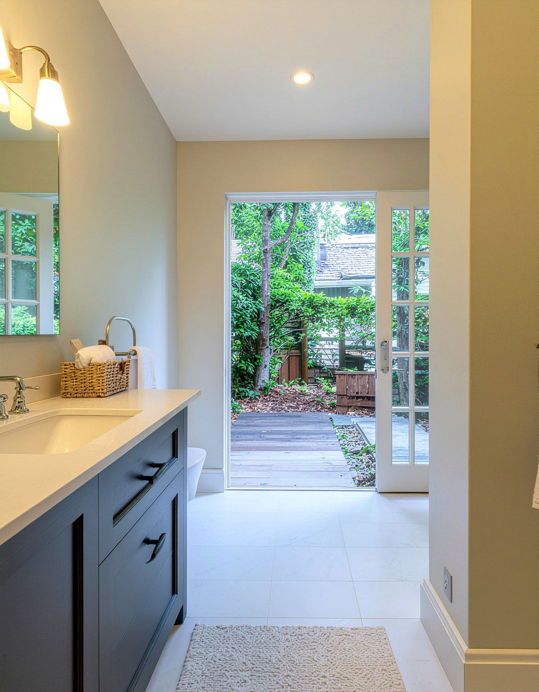 Narrow bathroom french doors - 30 bathroom French door ideas