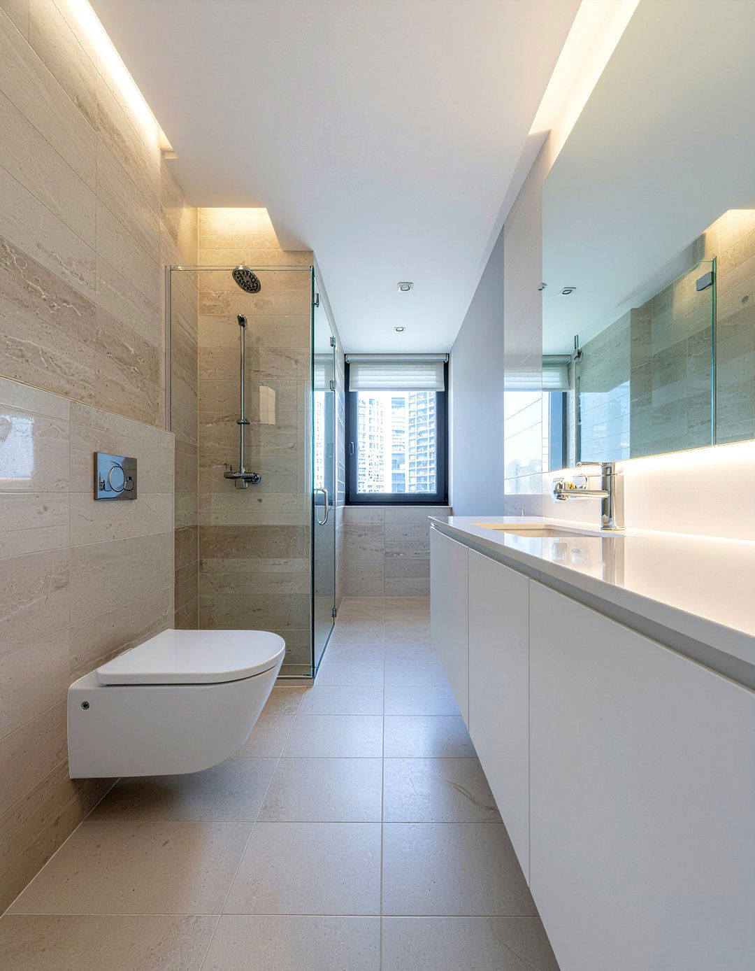 Narrow bathroom layout - 30 bathroom proportion ideas