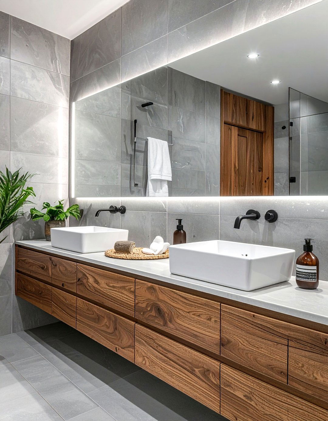 Narrow bathroom with long vanity - 30 bathroom furniture arrangement