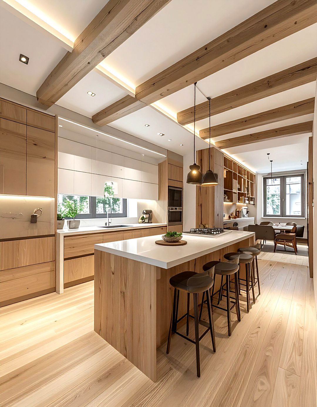 Narrow kitchen ceiling beams - 30 kitchen beamed ceiling ideas