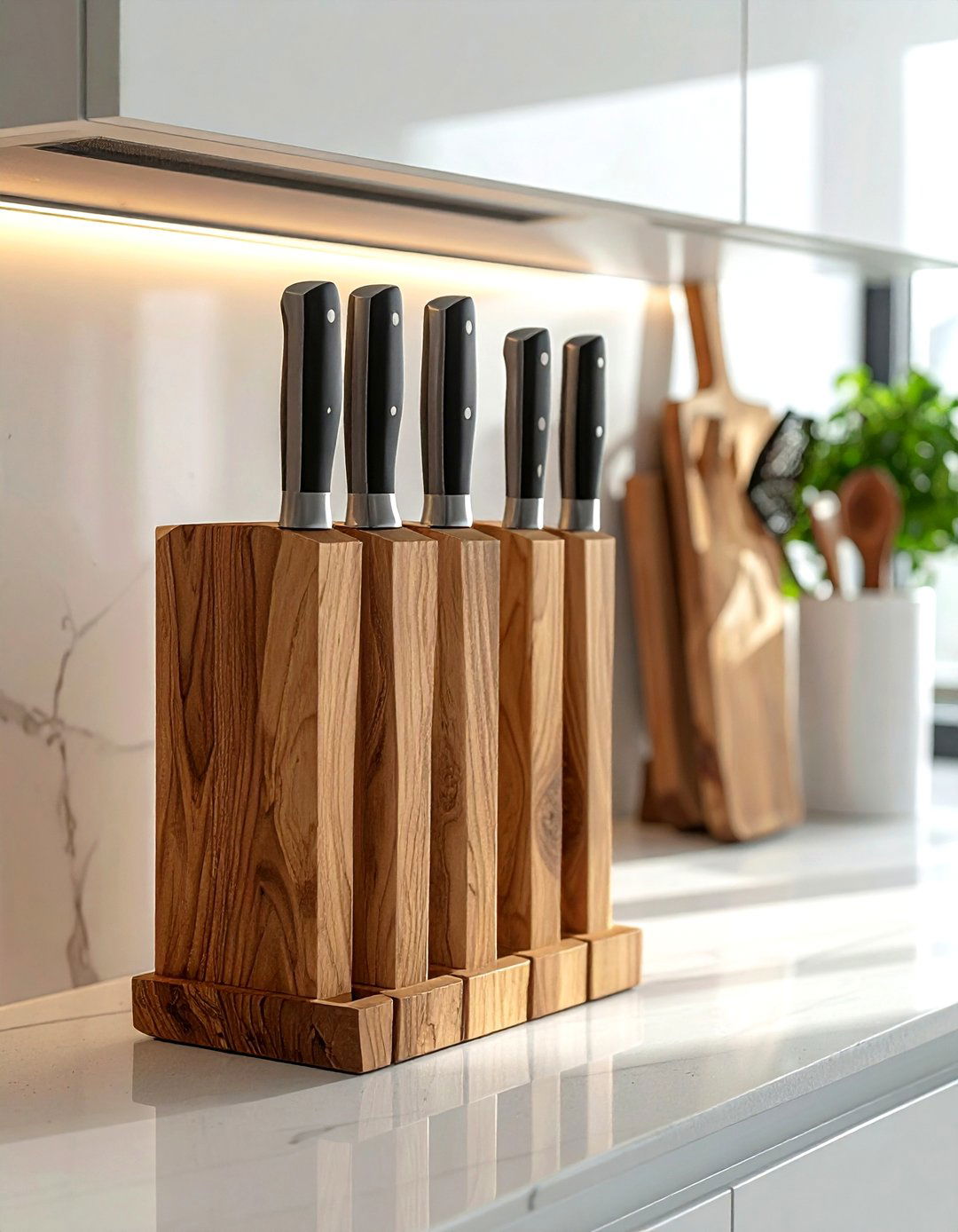 Narrow knife block for small counter - 30 knife block kitchen ideas