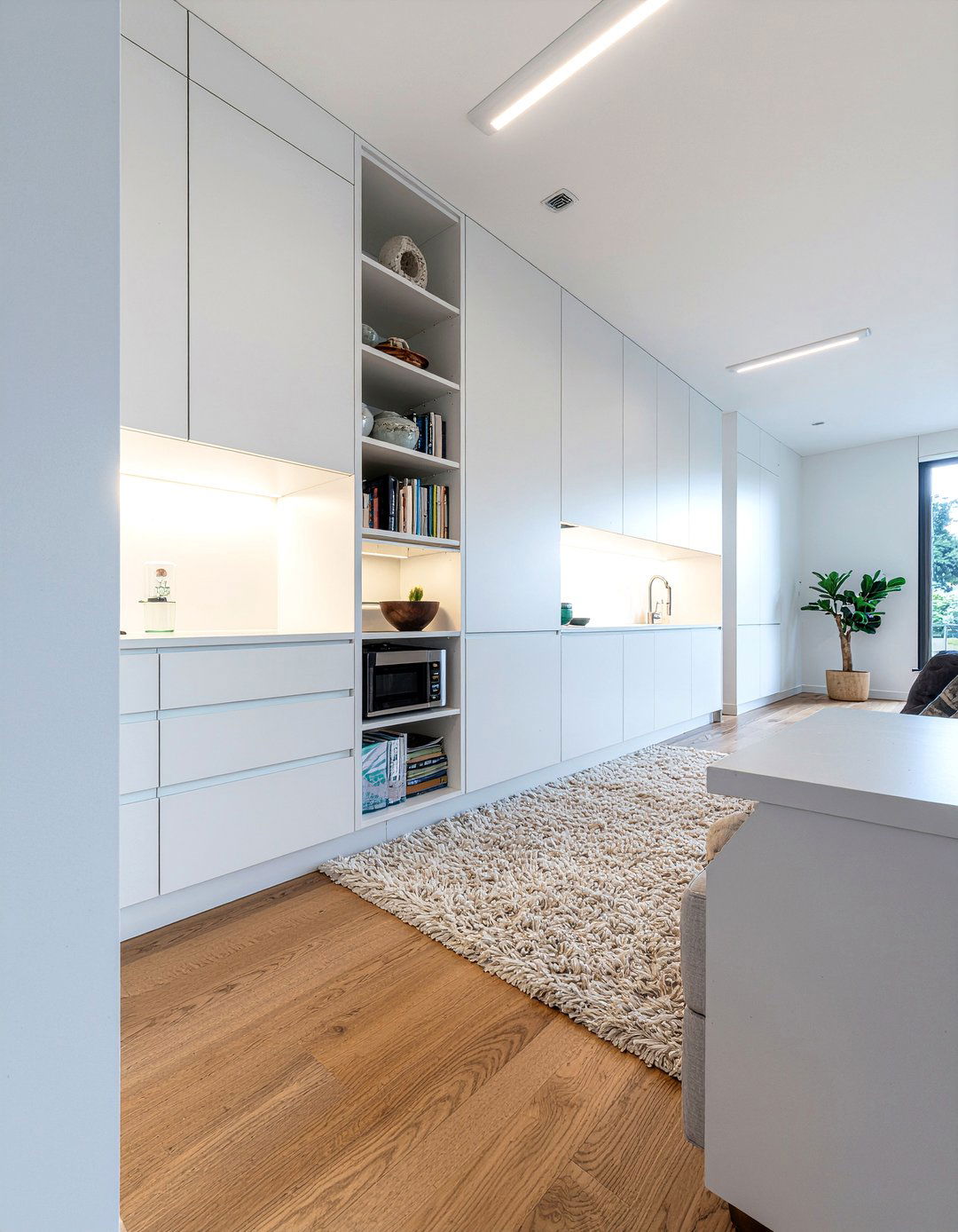 Narrow living room storage - 30 long living room ideas