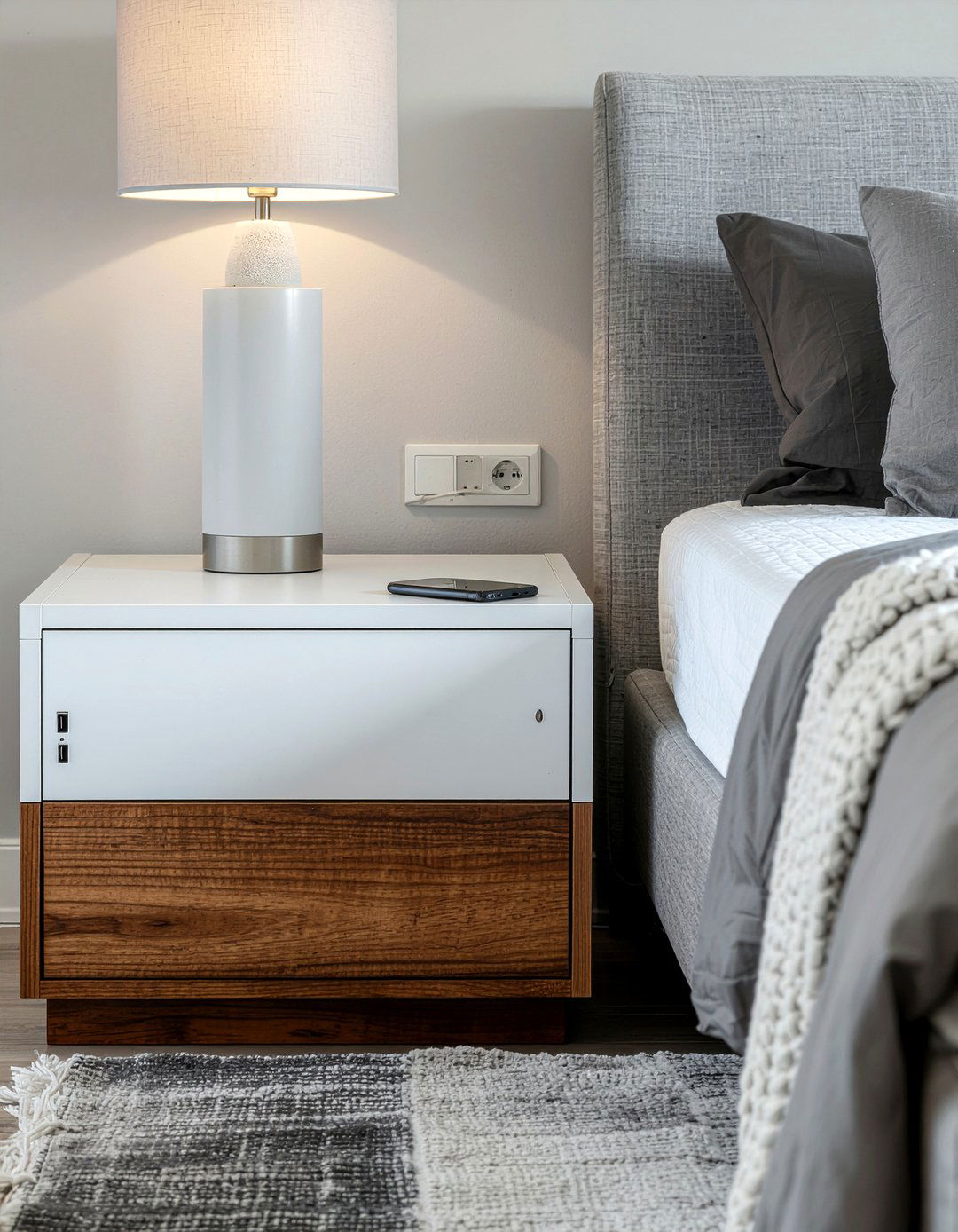 Narrow nightstand with charging station - 30 bedroom narrow nightstands