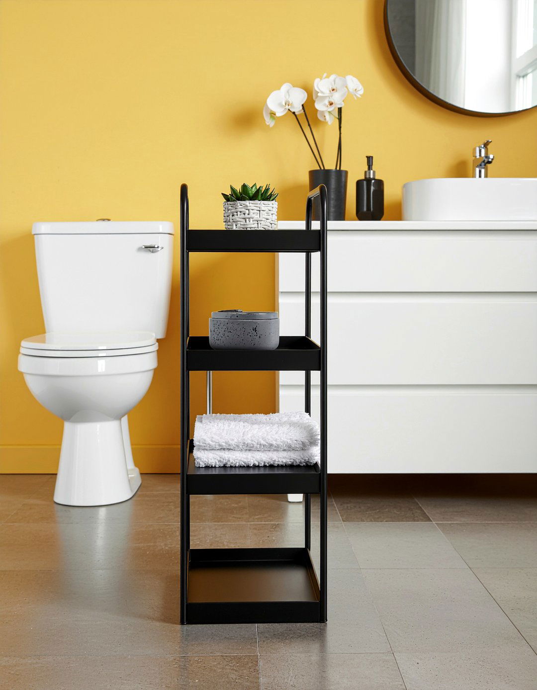Narrow rolling cart - 30 bathroom clutter-free ideas