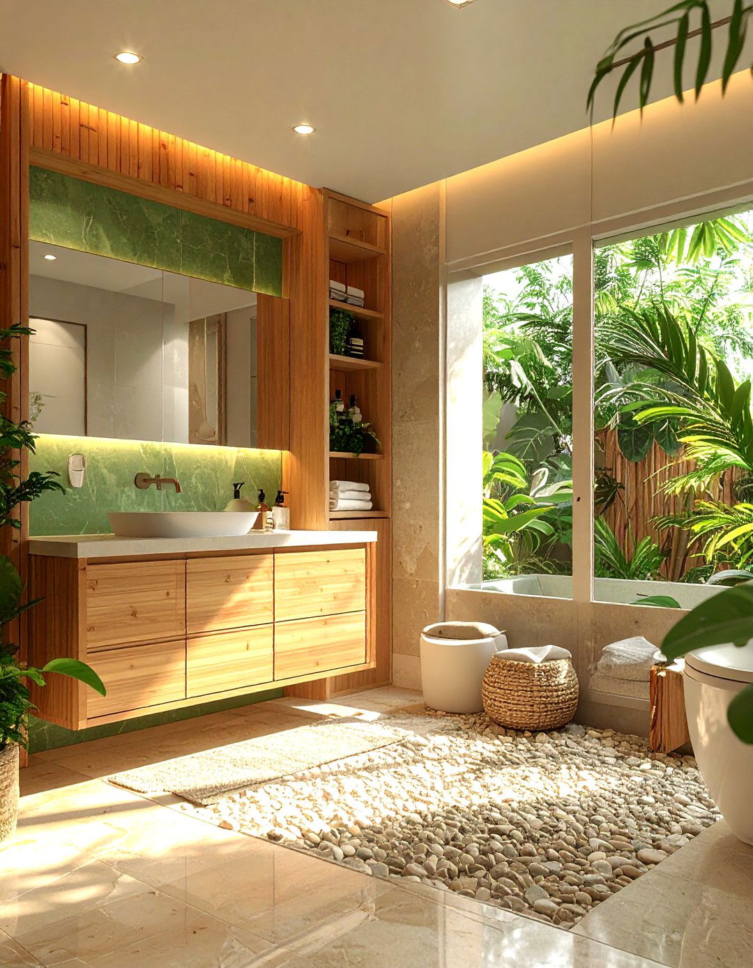 Natural Bamboo Bathroom - 30 warm tone bathroom ideas