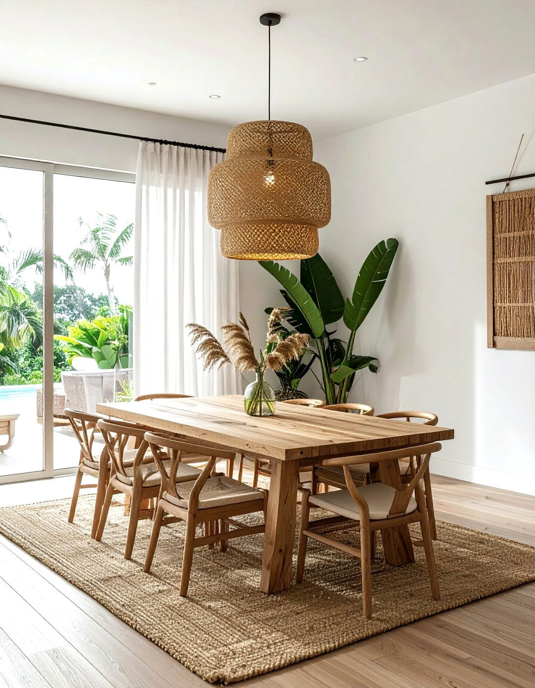 Natural Bamboo Pendant - 30 single pendant dining room ideas