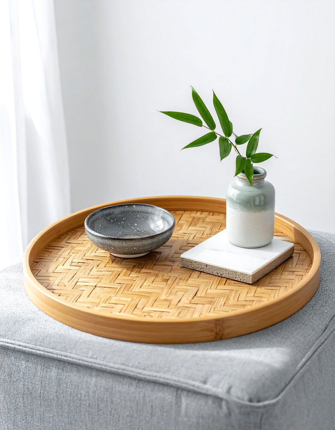 Natural Bamboo Tray - 30 ottoman tray ideas