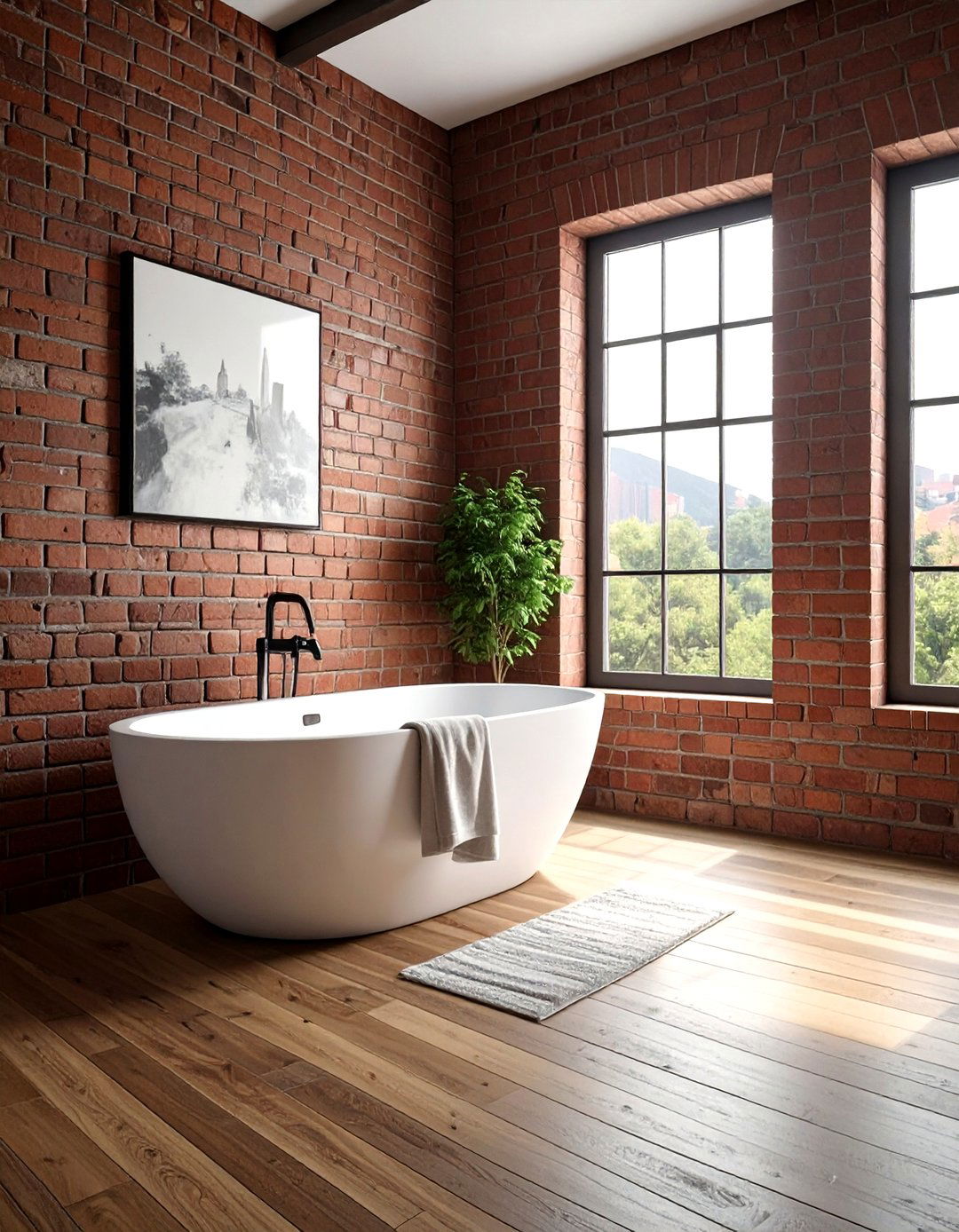 Natural Brick Bathroom - 30 warm brown bathroom ideas
