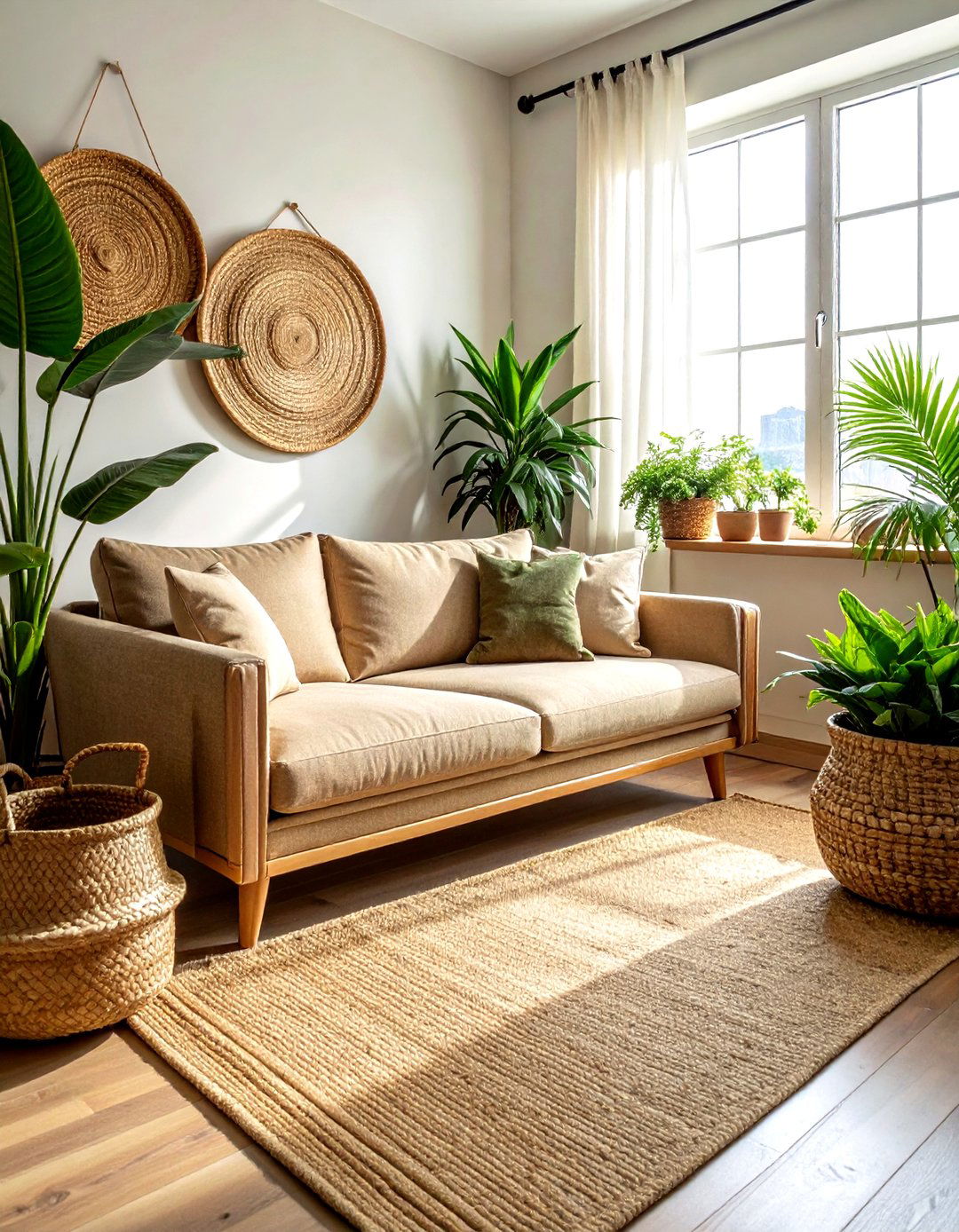 Natural Burlap Look Sofa Cover - 30 living room slipcovered sofa ideas