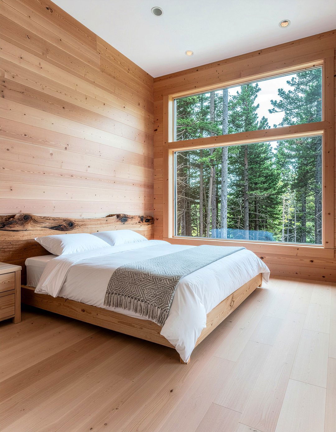 Natural Cedar Wood Wall - 30 bedroom wood wall ideas