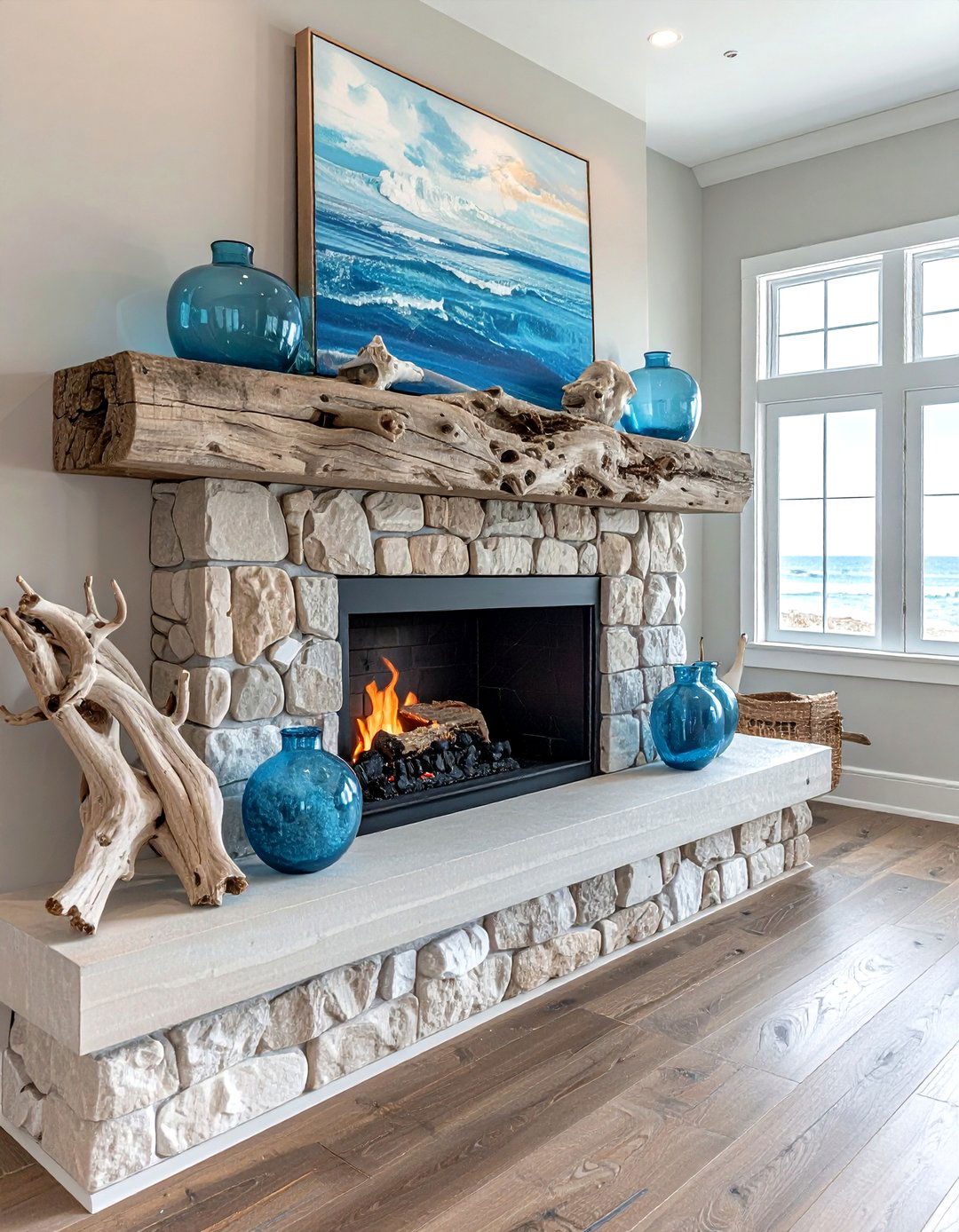 Natural Driftwood Decor - 30 layered mantel ideas