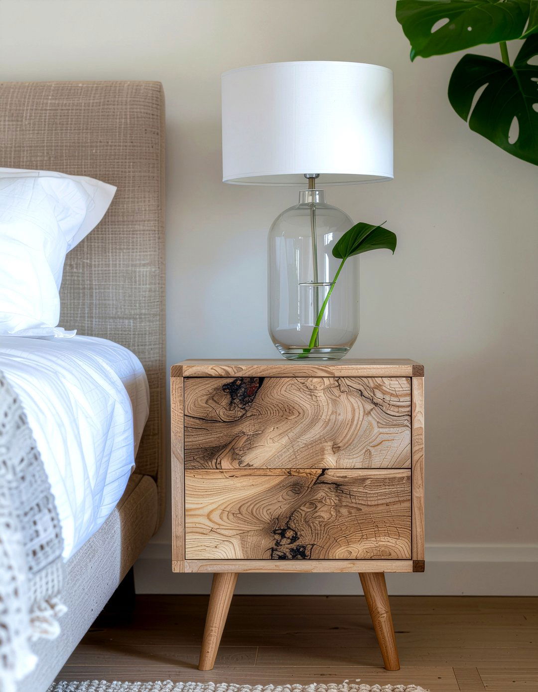 Natural Edge Nightstand - 30 bedroom reclaimed wood furniture ideas