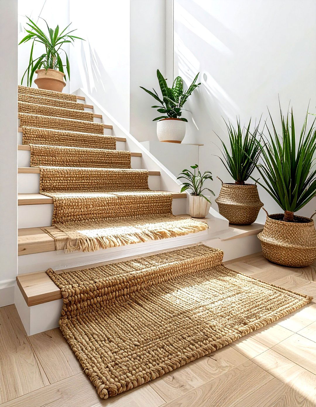 Natural Fiber Stair Runner - 30 stair runner ideas