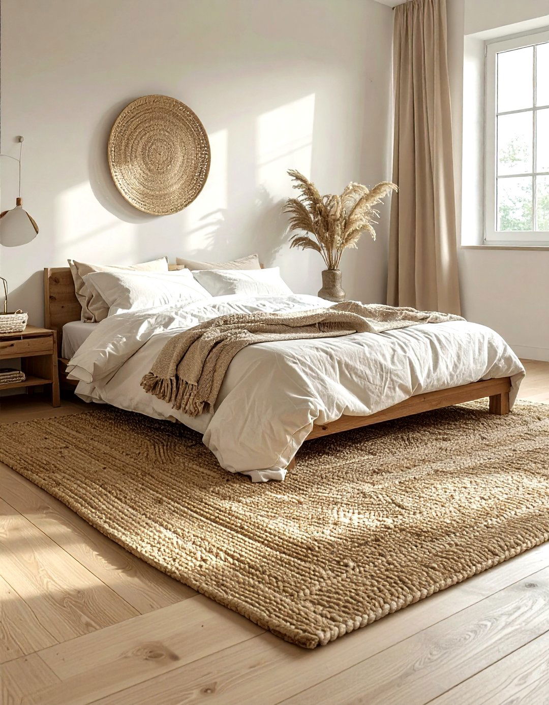 Natural Jute Rug - 30 airy bedroom ideas