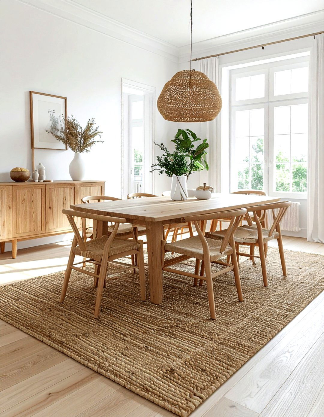 Natural Jute Rug - 30 modern traditional dining room ideas
