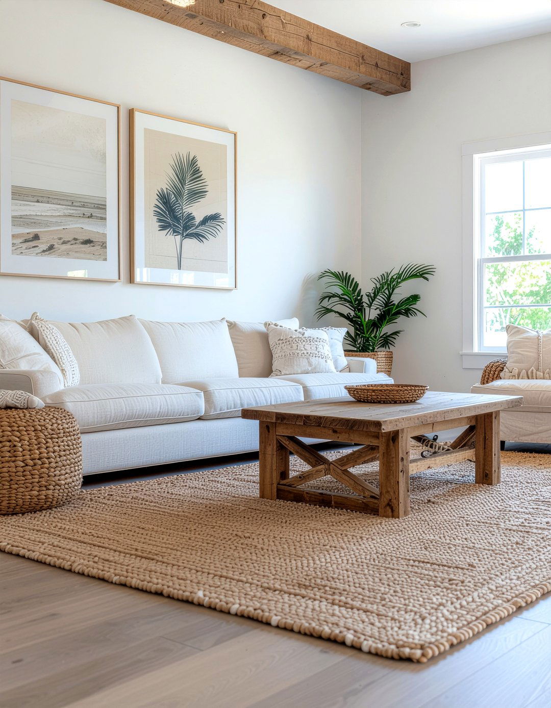 Natural Jute Rug - 30 warm minimalist living room ideas