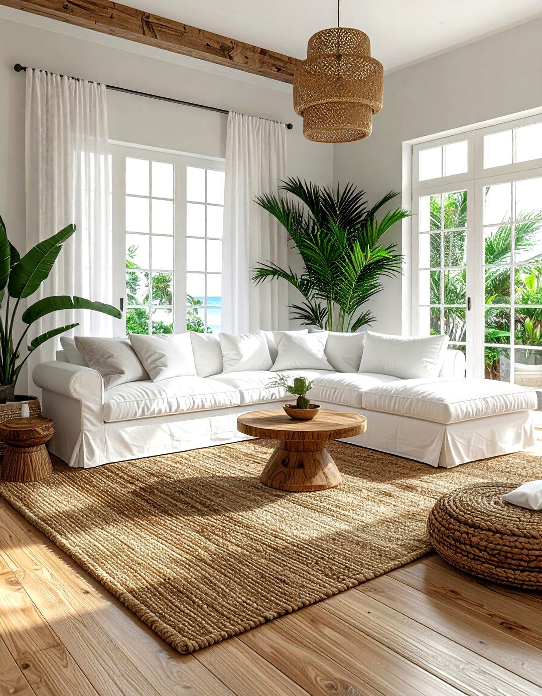 Natural Jute Rug - 30 living room floor design ideas