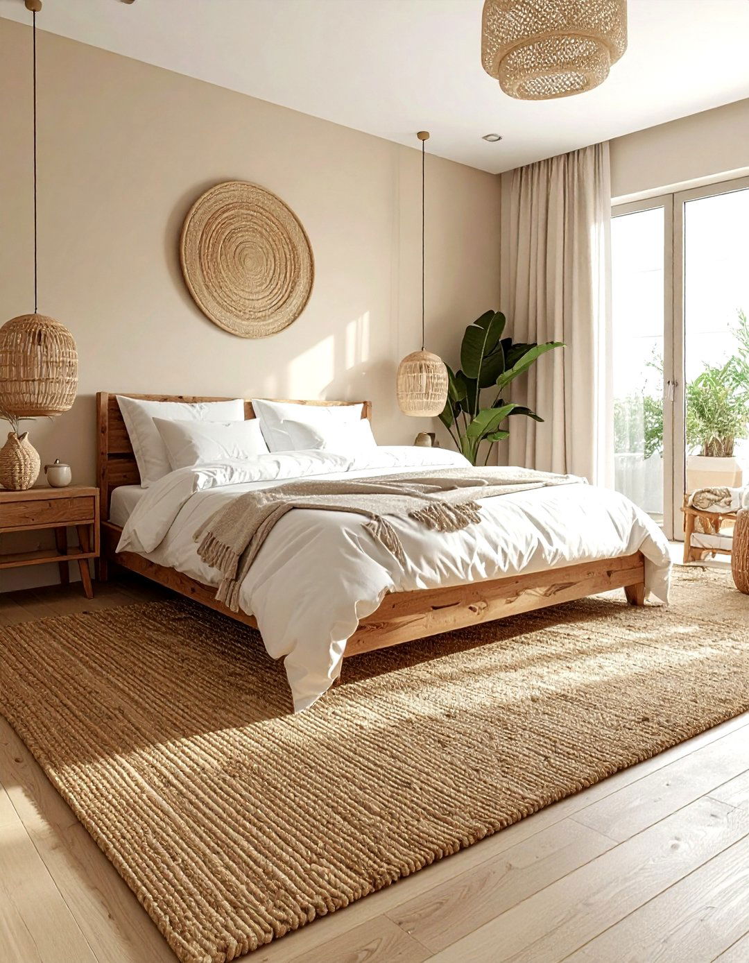 Natural Jute Rug Bedroom - 30 rustic beige bedroom ideas