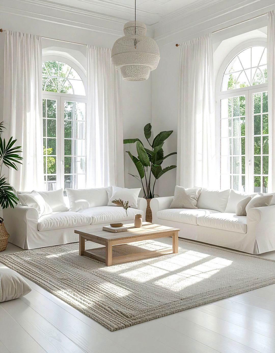Natural Light White Living Room - 30 bohemian white living room ideas