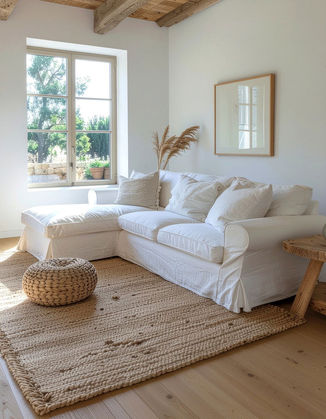 Natural Linen Couch Cover - 30 living room washable slipcover ideas