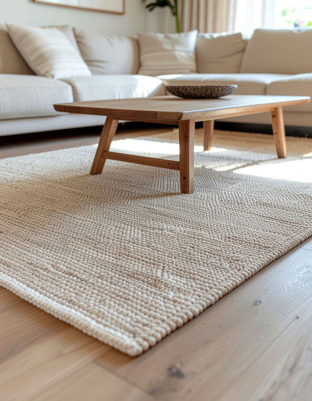Natural Linen Rug - 30 linen living room ideas