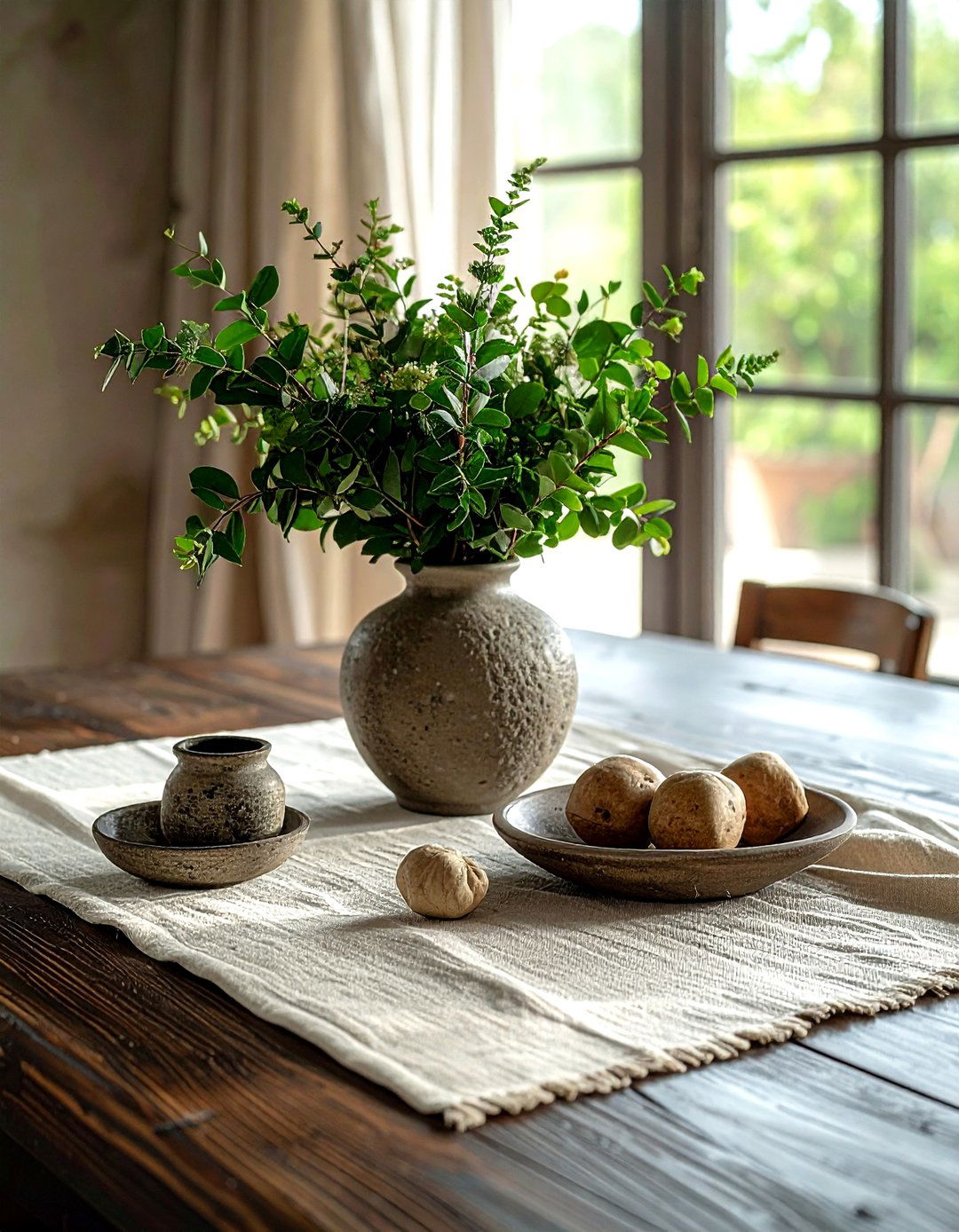 Natural Linen Table Runner - 30 linen dining room ideas
